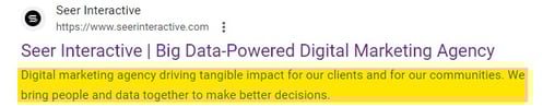 example of a meta description within google search results